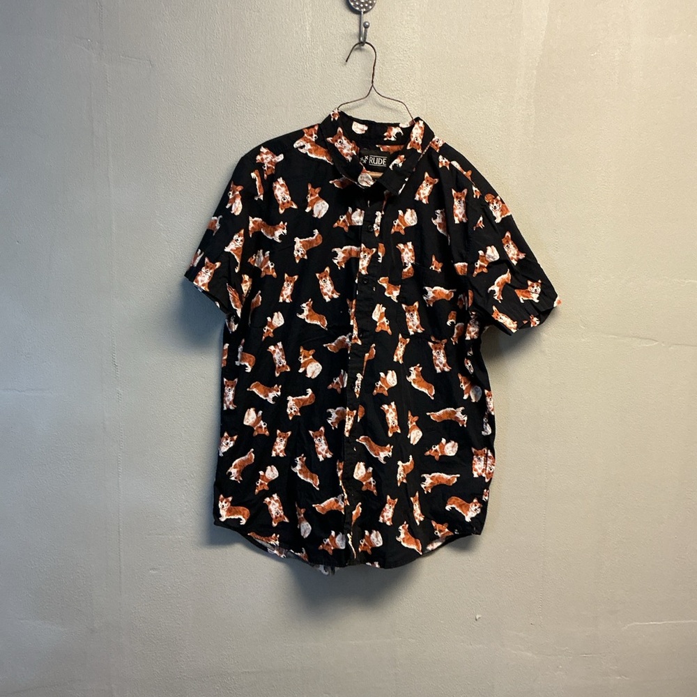 RUDE Black Shirt with Fox Pattern size L. 0158